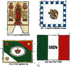 Mexican banners of the C19 - at top left is that of Morelos