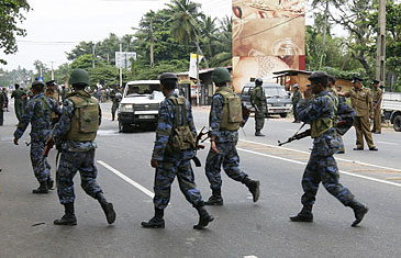 SLA troops guard the airport road north of Colombo
