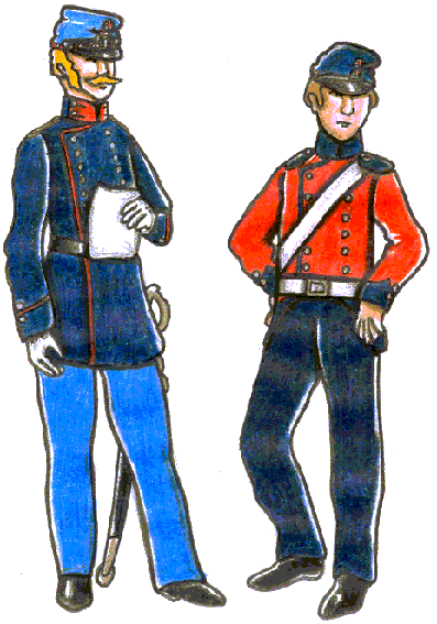 The blue 1848 uniform was worn generally only in late 1849