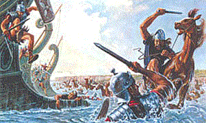 ancient Britons attack a Roman beachhead