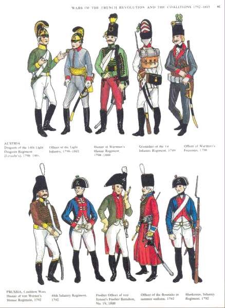 TOP austrian and BOTTOM prussian troops 1792 - 1806