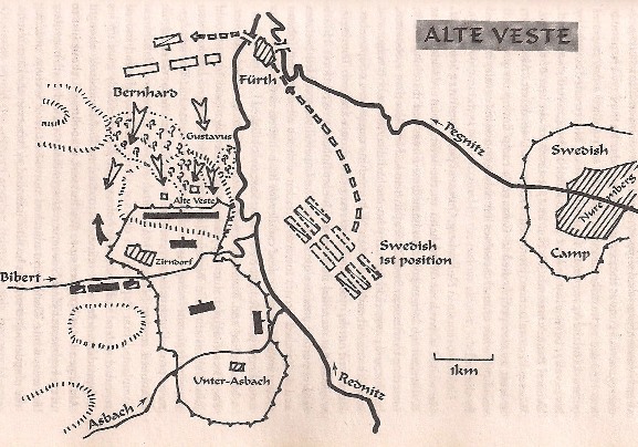 Gustav Adolfs assault on Wallensteins camp outside Nuremberg