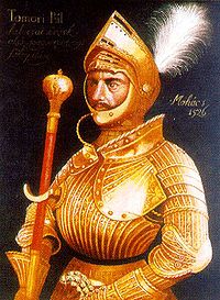 General Pál Tomori in his golden armour at Mohacs 1526