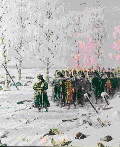 Napolean leads the retreat from Moscow