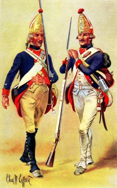 Grenadiers 1776: left Hesse and right Braunschweig