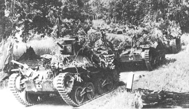 camouflaged type 95 tanks in malaya