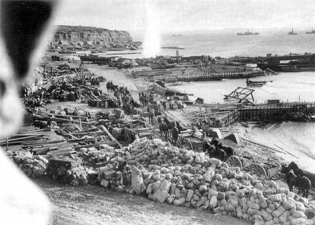 Helles beach under fire 1915