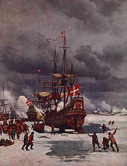the Baltic often freezes over in Winter - permitting Swedish armies to cross to the Danish islands in 1659 and on other occasions too