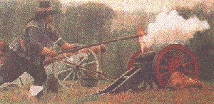 Swedish leathermade regimental gun in action