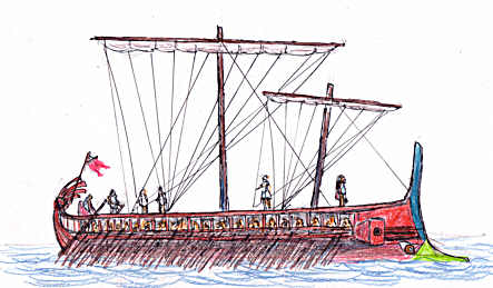 Roman trireme under sail